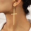 Simple Large Cross Dangle Earrings Long Drop Minimalist Jewelry Religious