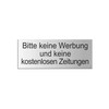 Sign with German Text "Bitte keine Werbung und keine kostenlosen