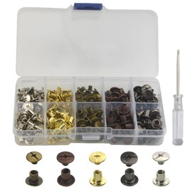 XINMEIWEN 100 Sets Chicago Screws Assorted Kit Double-Sided Leather Screw Rivets for DIY Leather Crafts (6 mm)