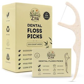 Palillos de hilo dental biodegradables para dientes, 200 unidades, palillos de hilo dental de paja de maíz, sin PFAS. Hilos dentales sin sabor, de origen vegetal, resistentes a las roturas