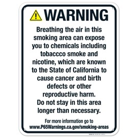 Sigo Signs, Warning: Smoking Areas Sign, 18x24 Inches, 55 mil Thick HDPS (high Density polystyrene), Made in USA by