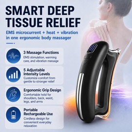 NIFFPD Electric Body Sculpt Massager, Portable Massage Tool with Soothing Heat & Adjustable Vibration, 5 Intensity Levels, Ergonomic for Neck, Shoulder, Back, Waist, Leg Relaxation (Black)