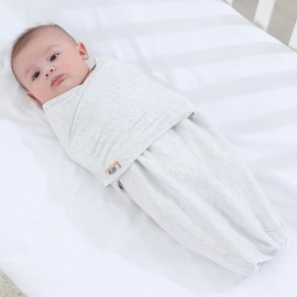 BlueSnail Ultra Soft Newborn Essentials Easy Wrap Swaddle Blankets, Adjustable Baby Cotton Swaddle Wrap (Light Gray+Gray+Blue)