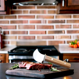 HSHQING 2Pack Adaptive Rocking Knife One-Handed Steak Cutter with Curved Blade, Anti-Slip Wooden Handle Rocker Knife for Meat & Veggies