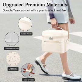 DALINDA Lunch Bag Women, Lightweight Insulated Lunch Bag, Leakproof Cooler Bag Lunch Box with Adjustable Shoulder Strap, Reusable Waterproof Lunch Box for Work, Office, Travel, Picnic (Beige)