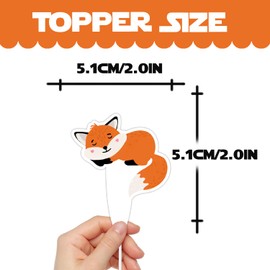 24pcs Double-sided Dessert Cupcake Topper Pick for Animal Fox Theme Baby Shower Boys Girls Happy Birthday Party Theme Decor Supplies
