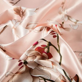 WUZININGLE 35'' Large Square Silk Like Head Scarf 2PCS Silk Feeling Scarf for Hair Wrapping at Night Fashion Satin Bandana for Women, Flower-2PCS-06-PP