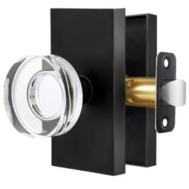 Newlaking Passage Crystal Glass Door Knobs Interior Door Knobs Door Handles for Hall/Closet,Matte Black