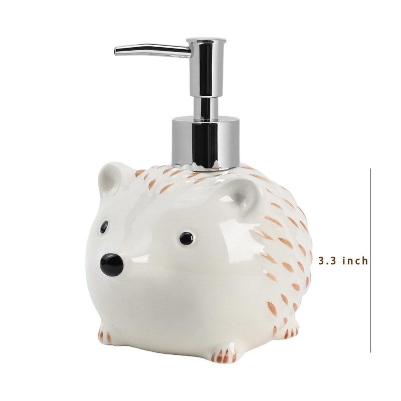 Bicuzat Ceramic Hedgehog Soap Dispenser with Plastic Pump, Body Lotion