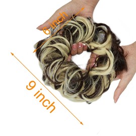 FUTATA 2PCS Messy Bun Hair Piece Thick Updo Scrunchies Synthetic Hair Extensions for Women Donut Updo Chignons for Wedding or Daily Wear
