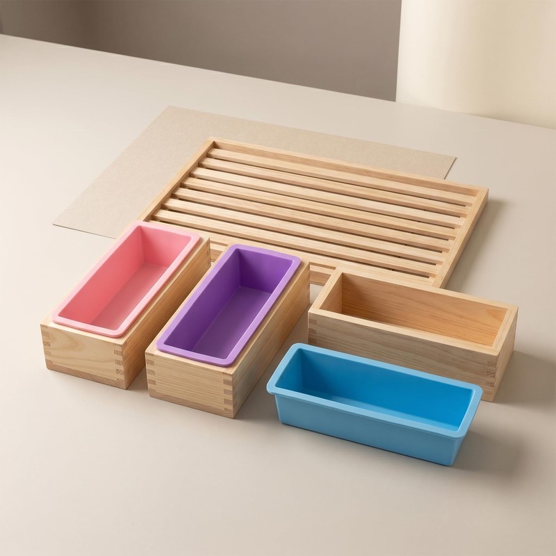 4 Pcs Flexible Rectangular Soap Loaf Mold Silicone Molds with