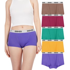 BAMBOO COOL Womens Boxer Briefs Underwear Soft Stretch Boy Shorts Panties for Women, 5-Pack XXL