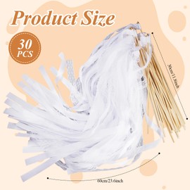 Pack of 30 Wedding Wands White, Wedding Walls with Bells, Magic Wands Wedding Streamers, Sticks with Wedding Ribbons, Wedding Lucky Sticks for Weddings, Birthday Parties, Holiday Parties