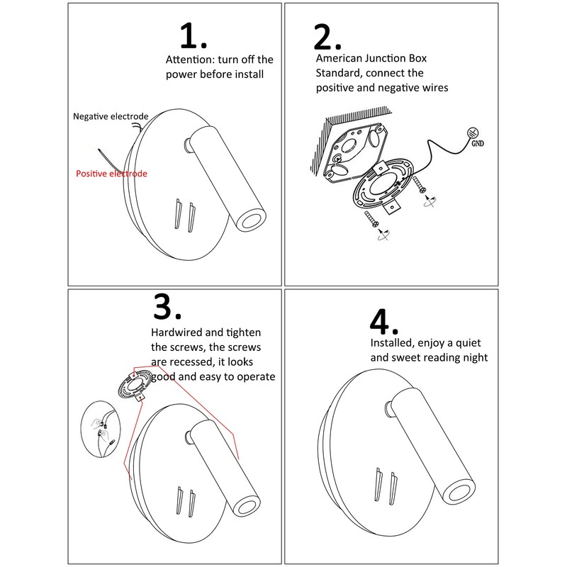 ZEROUNO Bedroom Wall Lamp with Switch Reading Light Hardwired Sconces