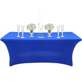 Royal Blue Spandex Tablecloths 4ft for Rectangle Table,Stretchable Tablecloth Washable Table Cover,Fitted Spandex Stretch Patio Table Covers for Event,Wedding,Banquet,Party,Covering Stalls,Exhibitions