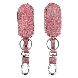 kwmobile Key Cover Compatible with Fiat Lancia 3 Button Car Flip Key - Faux Leather Car Key Fob Protector - Pink
