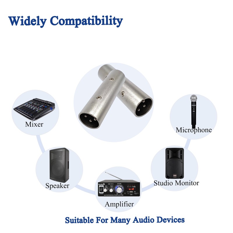 Voluty Tek XLR Male to 3 Pin XLR Microphone Adapter