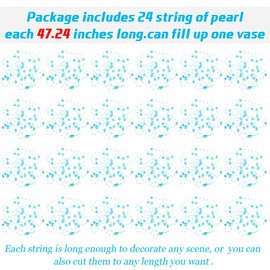 Tondiamo 24 Pcs Artificial Pearl String for Floating Candle Faux Pearls Beads String Garland Centerpiece Decoration for Vases Filler Valentines Wedding Holiday Party Decor(Clear Blue)
