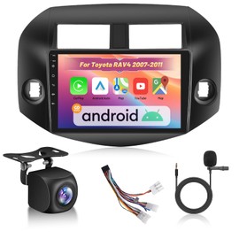 2+64G Car Stereo for Toyota RAV4 2007-2011 - Wireless Carplay & Android Auto - 10 Inch IPS Android Touchscreen Radio with WiFi, GPS Navigation, Equalizer, SWC, Mirror Link + AHD Backup Camera
