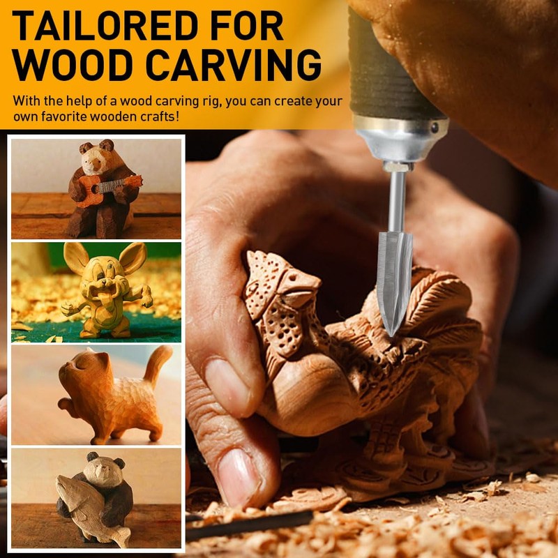 Wood Carving Drill Bits Set Compatible with Dremel Rotary Tool