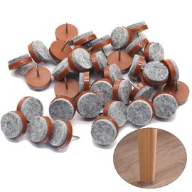 40pcs Round Heavy Duty Nail-on Felt Pad for Furniture Chair Table Leg Feet Floor Protectors Slide Smoothly (Brown, Pad Diameter 20mm)
