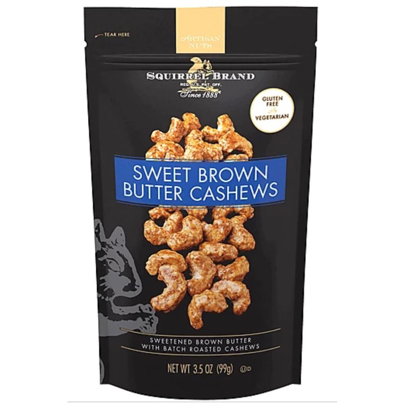 Squirrel Brand Sweet Brown Butter Cashews 3.5oz (3 bags)