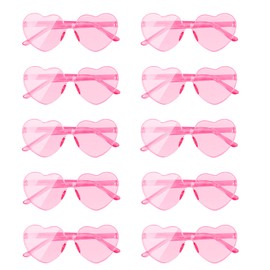 AEAHALY AEAHALY 10 Pairs Pink Heart Sunglasses Bulk for Women and Kids, Rimless Heart Shaped Sunglasses Bulk Women, Pink Heart Glasses Effect Bachelorette Bride Party Favor Valentines Day Gifts