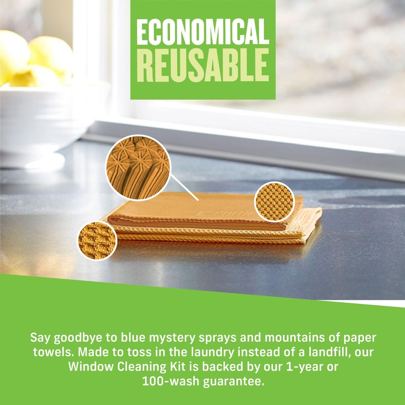 E-Cloth Window Cleaning Kit, Premium Microfiber Glass and Window Cleaner,