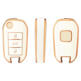 OFFCURVE Car Key Case - Key Fob Cover & Protector, 3 Buttons, Compatible with Peugeot 208, 307, 308, 407, 508, 2008, 3008, 5008, Traveller, Citroen C3, C4, C4L, C5, DS6, Picasso, Ople