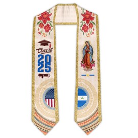 CHMKMF Nicaragua Graduation Stole, Nicaraguans American Flag Graduation Sash Class of 2025 Graduate Honor Stole Classic End Design