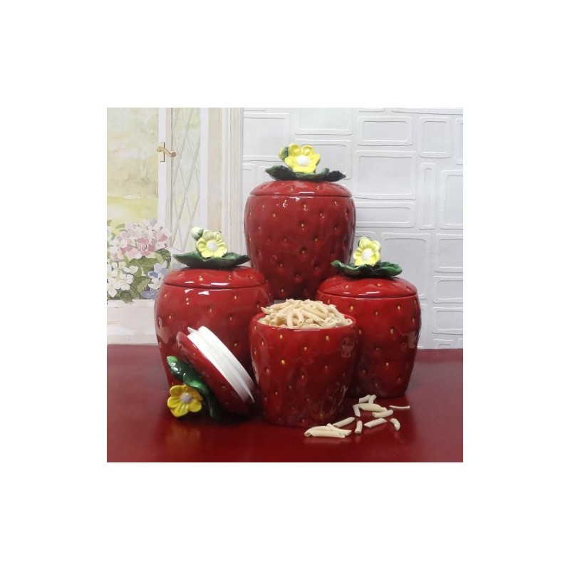 Tuscany Strawberry Shaped, Set of 4 Canisters, 83501 by ACK