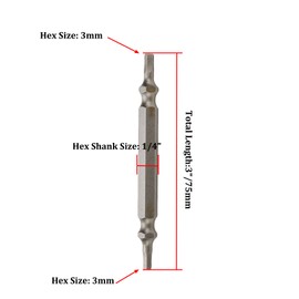 Rannb H3 Magnetic Hex Head Screwdriver Bits 1/4" Hex Shank 3" Length S2 Steel Double Ended Screwdriver Bits -10pcs