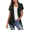 Exchic Women's Open Front Cardigan Irregular Hem Short Sleeve Outfits