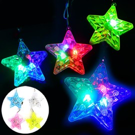 【Festival Plaza Thanks Card】 Glowing Pendant Star Toys, 36-Piece Set, Star Pendants for Children, Summer Festival, Flashing Star Necklaces, Toys, Festival Stalls, Assorted Glowing Pendants for Summer