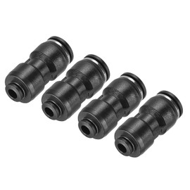 sourcing map Push to Connector Fitting, 12mm to 6mm Tube OD Quick Connect Air Line Hose Pipe Fitting Straight Pneumatic Connector, Black 4Pcs