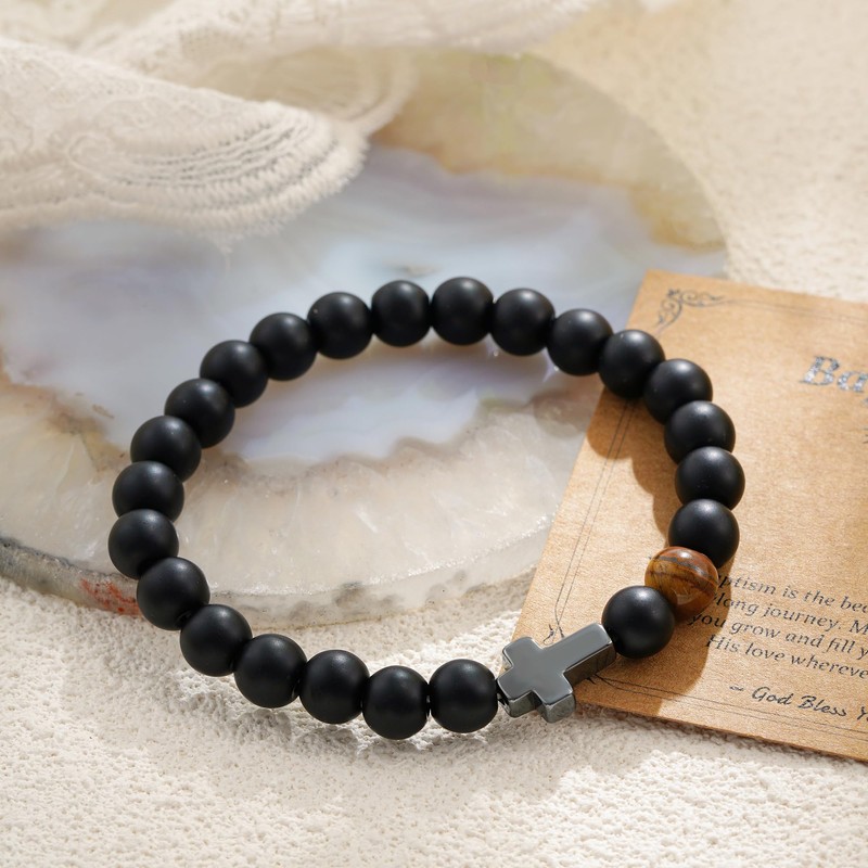 Eaciy First Communion Gifts for Boys, Dainty Cross Bead Bracelets