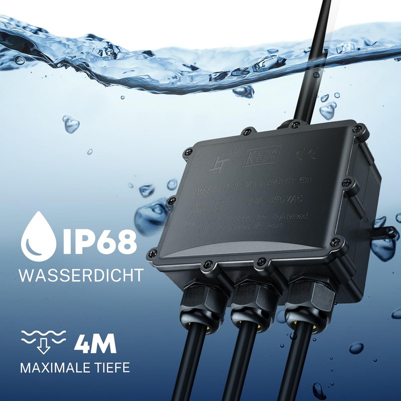 Junction Box IP68 Waterproof Cable Connector, Kohree Clamping Box for