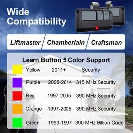 2 for Chamberlain Craftsman LiftMaster Garage Door Opener Remote, Replaces 893LM 893Max 891LM 371LM 373LM 971LM 973LM, no Wait Wireless Remote Keyless Entry, Safe Security