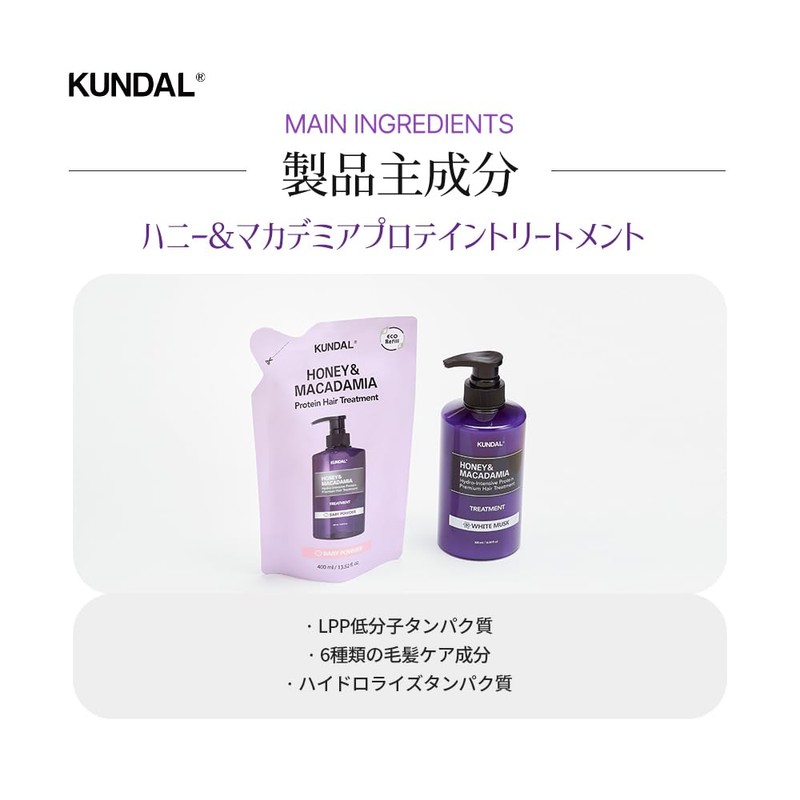 KUNDAL Protein Treatment Refill, 13.5 fl oz (400 ml), #White