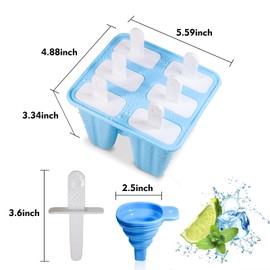 Popsicles Molds 6 Cavities Bpa Free Silicone Popsicle Molds,Reusable Popcicale Mold Silicone for Kids,Ice Pop Molds Silicone Popsicle Maker Homemade Ice Cream Mold (Blue)
