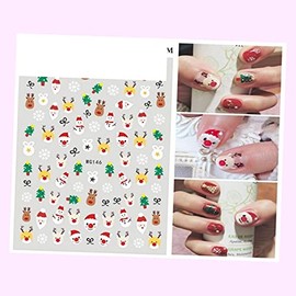 (Lot of 2 Sheets) Butterfly Nail Stickers Waterproof DIY Decal Pink Flower Type 146 Xmas for Nails Design Nail Art Stickers Decals Supplies Manicure Tips Sticker Colorful for Nail Decorations