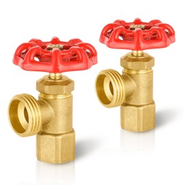 2-Pack HeSun Brass Boiler Drain Valve, 3/4-inch FIP Inlet x 3/4-inch MHT Outlet, For Residential Plumbing and Heating Systems