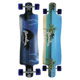 Paradise Longboard Drop Down Complete Cruiser Skateboard, Stormy Beach, 10" x 40"