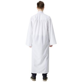 IvyRobes - Batas de coro mate para adultos para iglesia, bautizo, juez, graduación, disfraz de pastor, Blanco, 45