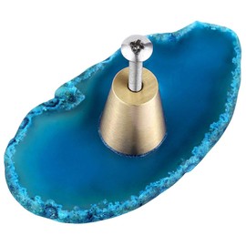 Rockcloud Pack of 4 Agate Slice Cabinet Drawer Knobs Cupboard Dresser Door Pull Home Decorative Furniture Hardware, Blue