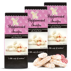 Flathau’s Fine Foods, Gourmet Shortbread Cookies, Handcrafted All Natural Artisan Bites, Southern-Baked Sweet Snaps with a Buttery Finish (Pack of 3, Peppermint)