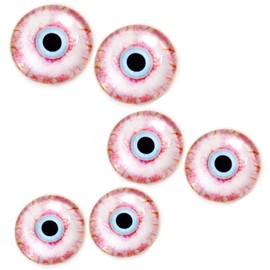 Megan's Beaded Designs Blooshot Zombie Glass Eyes Bundle in White and Light Blue 6mm to 30mm Jewelry Cabochons Art Dragon Equine Taxidermy Domed (Small: 6mm, 8mm, 10mm)