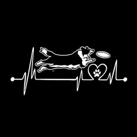 Car Sticker Border Collie Sticker 18 cm (7.1 Inch) Border Collie White Car Sticker Border Collie Heartbeat Love Cardiogram White Sticker Bumper Waterproof Funny Furniture Decor Sticker