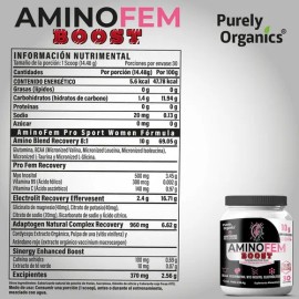 Aminofem Boost Aminoácidos Para Mujer Con Cafeína 30 Serv Sabor Ponche de frutas