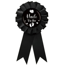 Footprint Uncle to Be Tinplate Badge Pin, Black Uncle to Be Pin, Black Rosette Best Uncle Ever Button for Man, Baby Feet Baby Shower/Gender Reveal Party Favors